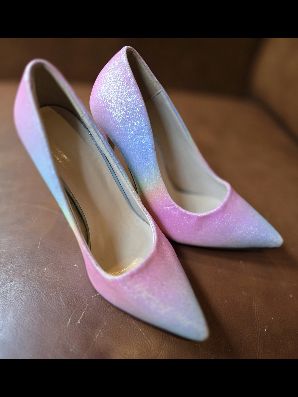 Source Unknown Iridescent Pink Rainbow Glitter Stiletto Pumps - Picture 11 of 12